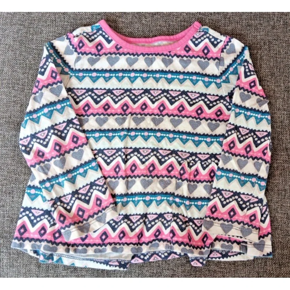 Gymboree Shirt Size 3T Girls Long Sleeve Pink Blue Black Ivory